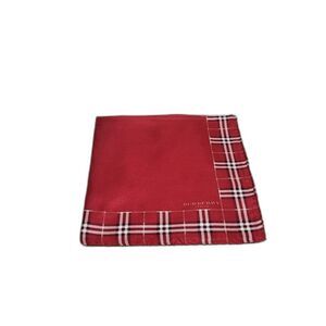 Burberry Christmas Red/ Burgundy/white Nova Check border Silk Pocketsquare
